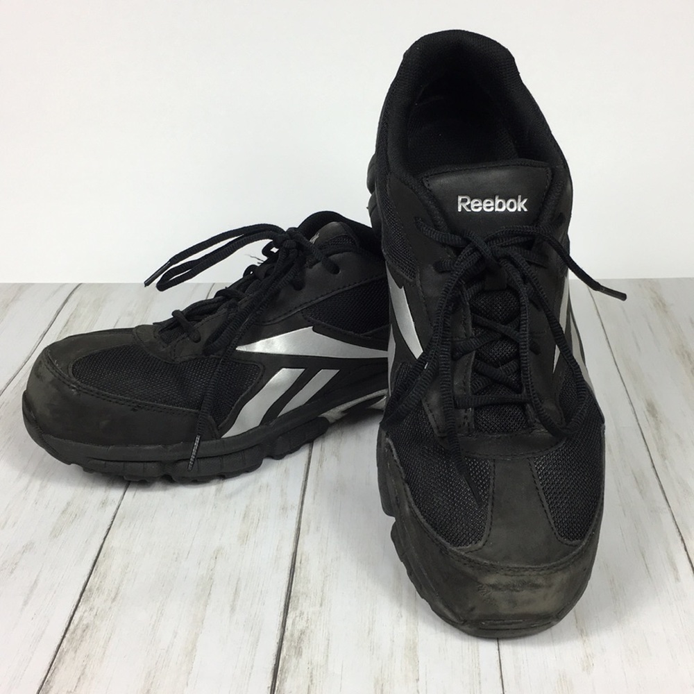 Reebok Black Leather Steel Toe Work Shoes Size 12